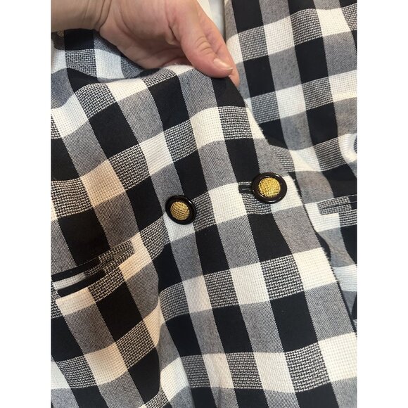 Executive Collection Vintage Black & White Checkered Blazer Size 14 – Gold Butto - Picture 9 of 11